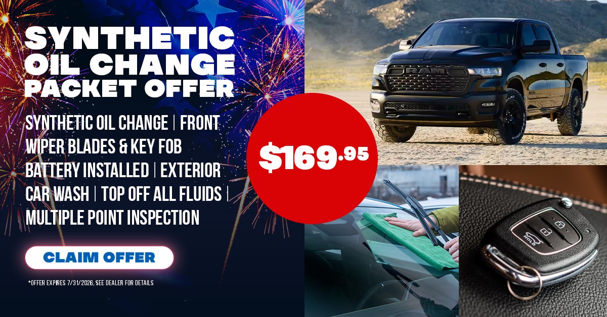 Synthetic Oil Change Packet Offer, $169.95